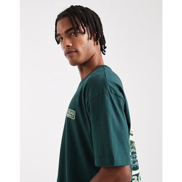 ASOS Design Bonsai Graphic Tee Boxy Oversized Fit Green XL Streetwear Unisex - Picture 3 of 11